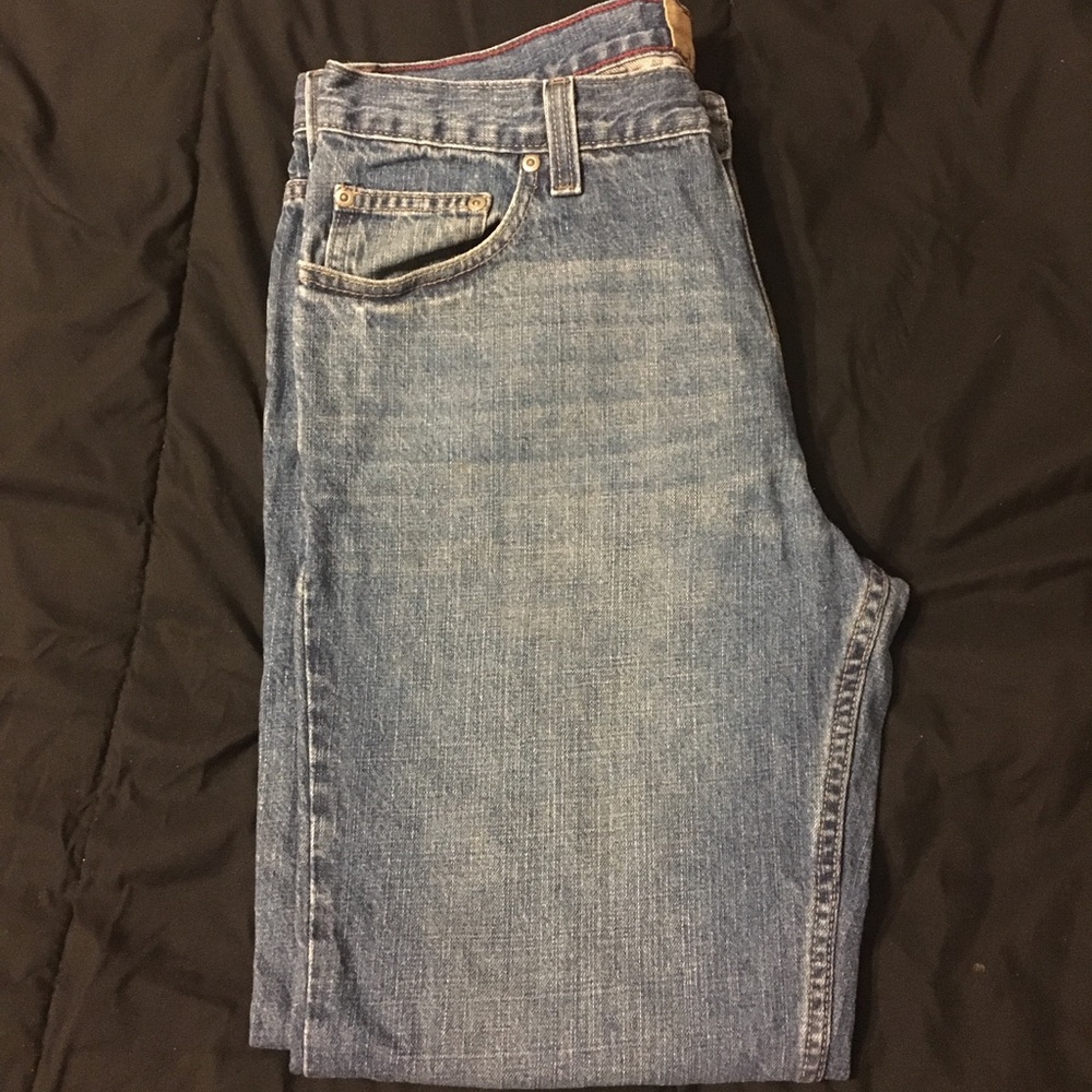 Men’s red Camel bootcut jeans